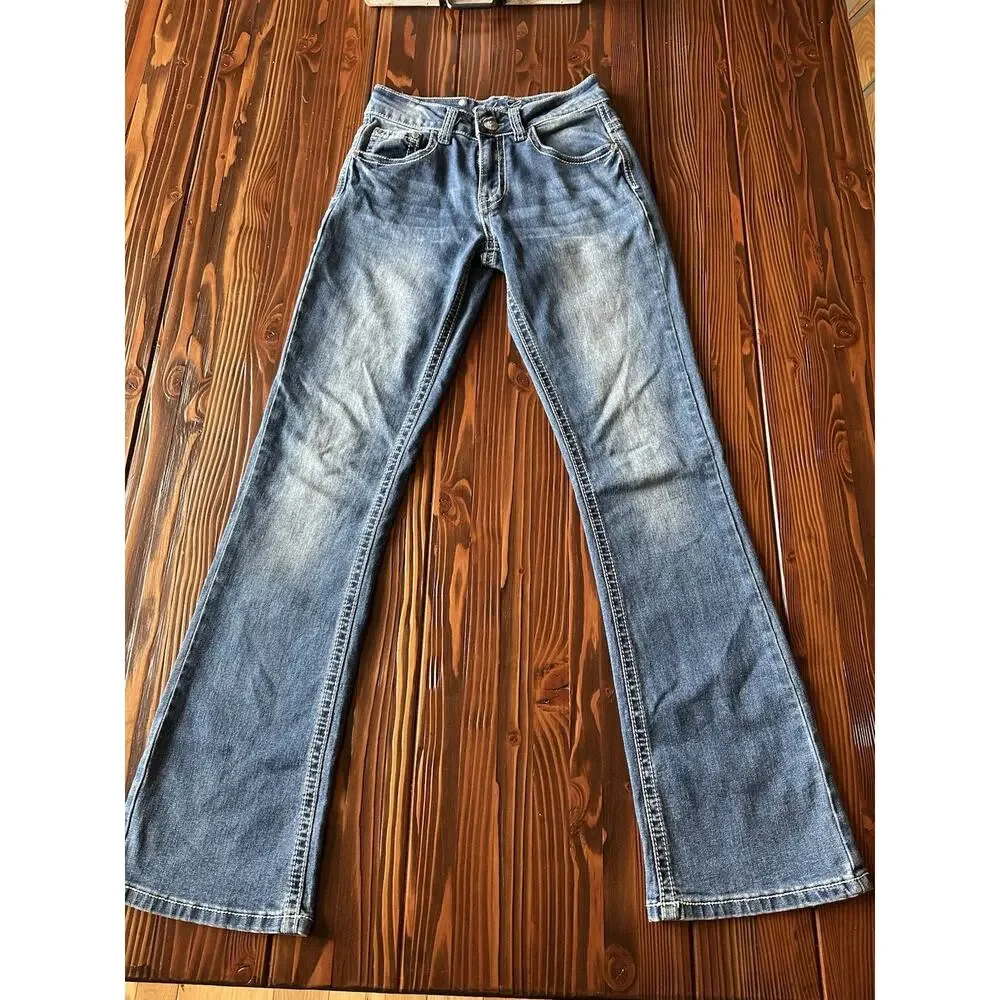 Rodeo Girl By Lis Girls Jeans Size 14 Boot Cut Style Western Flair - Picture 2 of 10